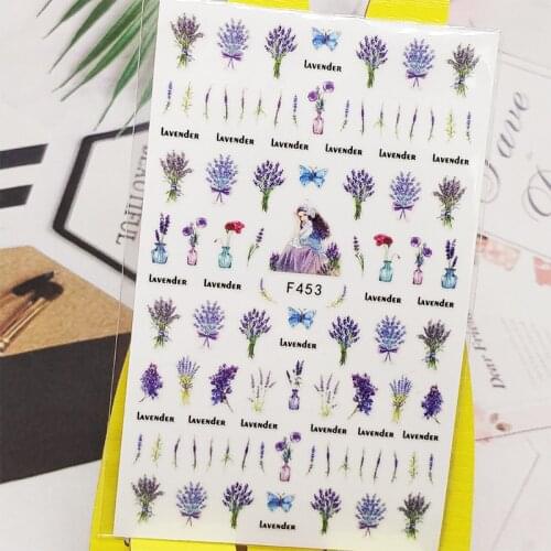 3D Nail Sticker Decals Lavender Girl Design Nail Art Decorations Stickers Sliders Manicure Accessories Nails Decoraciones