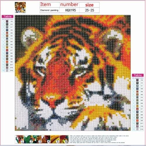 4 Pack Tiger 5D DIY Diamond Painting Kits Full Drill Rhinestone Embroidery Cross Stitch Home Decor