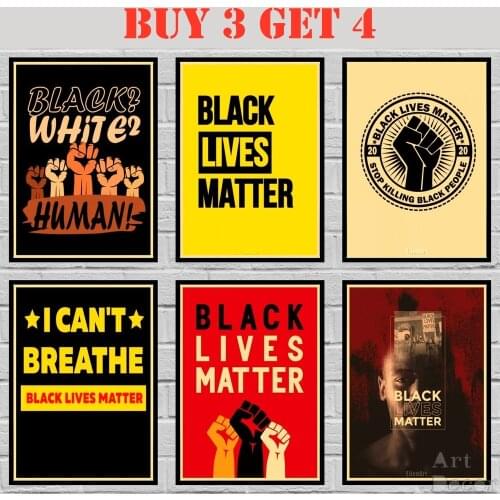 42 Designs Black Live Matter Kraft paper Poster BLM Painting Abstract Funny Fancy Wall Sticker 3 42X30cm