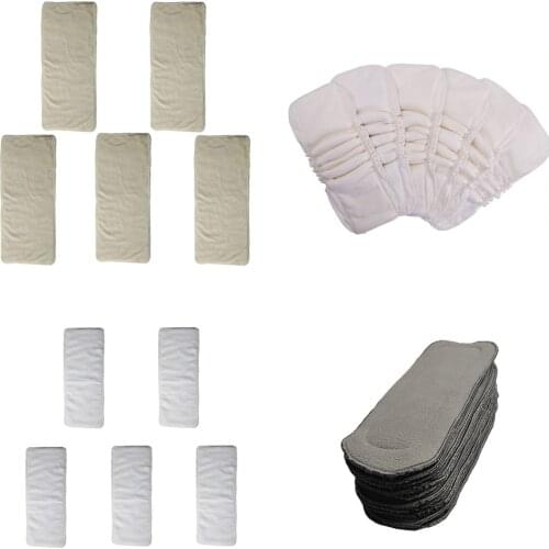 5 Inserts Washable Reusable Baby Cloth Diapers Nappy Microfiber Bamboo Charcoal Regular