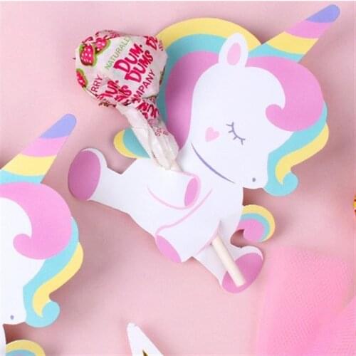 50pcs Kids Unicorn Party Decor DIY Lollipop Paper Candy Card Baby Shower Halloween Wedding Decoration Birthday Party Supplies