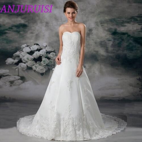 ANJURUISI 2020 Elegant Sweetheart Wedding Dresses A-line Tulle Bridal Dress Appliques Wedding Gowns Beaded Vestido De Noiva