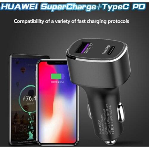 39W QC 3.0 USB Car Charger Quick Charge 3.0 Supercharge SCP Fast PD USB C Car Phone Charger Universal for Huawei Xiaomi Samsung