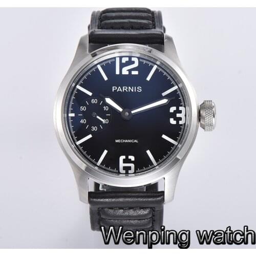 Parnis 47mm 2020 New large size mens casual luxury mechanical watch black dial luminous seagull hand winding movement watch