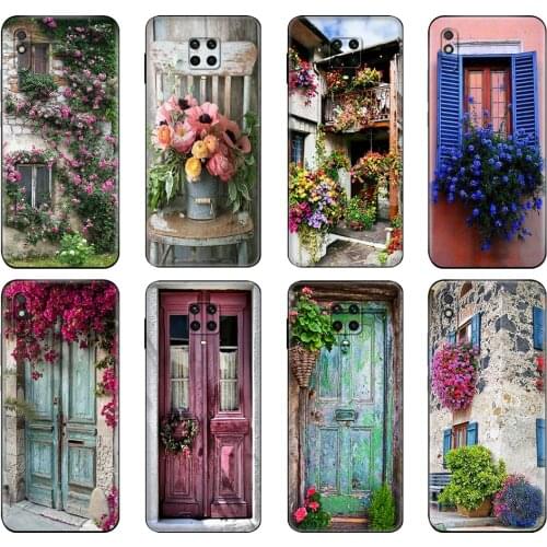 Black tpu Case For Xiaomi Redmi 7A 8 8A 9 9A 9C Case Redmi Note 8T 8 Pro T Note 9 9S 9 Pro Case House With Flowers At Windows