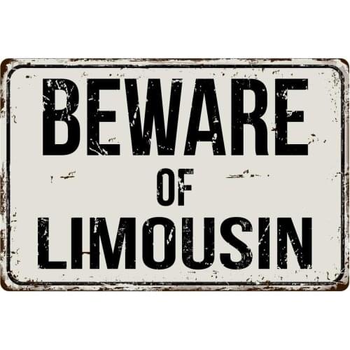 Deerts 85VS Beware of Limousin 8 x 12 Vintage Aluminum Retro Metal Sign