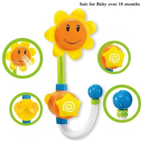 Baby Funny Water Game Bath Toys Sunflower Faucet Shower Baby Bath Spout Play Swimming Bathroom Toys Summer Bathing Accessories