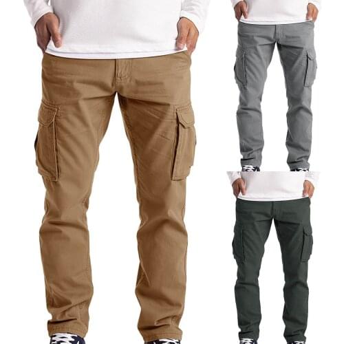 Jeans Mens Cargo Trousers Work Wear Combat Safety Cargo 6 Pocket Full Pants Mid Waist Zipper Fly Full Length Pants Trouser
