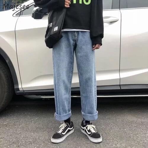 Jeans Men Solid Retro Plus Size 3XL Loose Harajuku Korean-style Leisure Oversize All-match Fashion Students Draped Autumn New BF