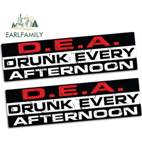EARLFAMILY 15cm x 4.2cm Drunk Every Afternoon Funny Bumper Car Sticker Vinyl Decal JDM Car Truck 4X4 Offroad 4WD RACE DRIFT 2pcs