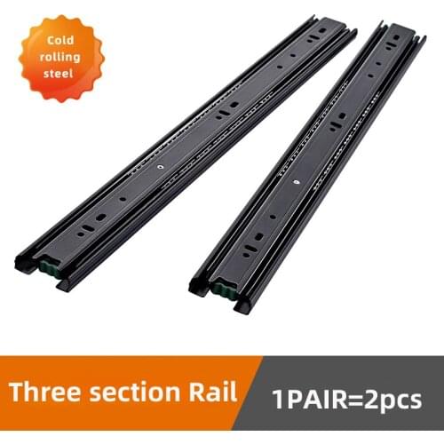 Cold Rolling Steel Drawer Slides10" - 20" Soft Close Drawer Track Rail Sliding Three-Section Cabinet Slides Furniture Hardware