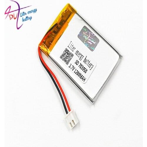 JST 2.54mm 2pin 703050 3.7V 1200MAH703048 Lithium Polymer LiPo Rechargeable Battery connector For Mp3 MP4 GPS bluetooth camera