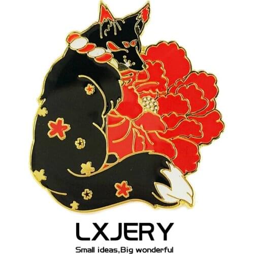 LXJERY Cartoon Japanese Fox Badge On Backpack Funny Brooch Pins For Clothes Broche For Women Girl Schoolbag