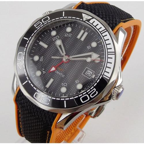 Mechanical 41mm Men Watch Sapphire Glass Rubber Band GMT Movement Rotating Bezel Date Window