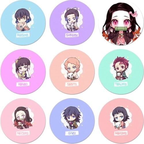 Demon Slayer Kawaii Anime Icons Pins Badge Decoration Brooches Metal Badges For Clothes Backpack Decoration