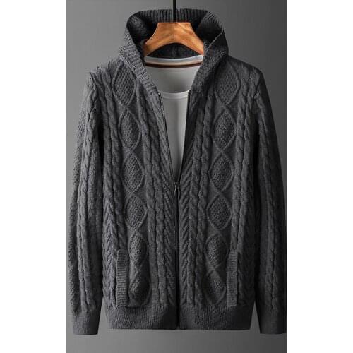 Minglu 100% Cotton Hooded Male Sweaters Luxury Solid Color Zipper Casual Mens Sweaters Plus Size 4xl Slim Fit Man Sweaters