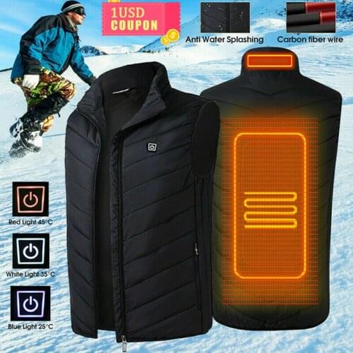 Men Women Electric Heated Vest Sleeveless Waistcoat Coat USB Thermal Clothing Winter Heating Jacket Outerwear Male Plus Size 8XL
