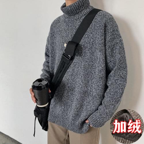 2020 Winter Mens Fashion Youth Turtleneck Casual Pullover Long Seelve Coats Wool Sweater Solid Color Cashmere Knitting M-5XL