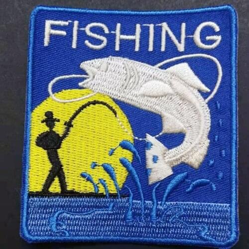 Fishing Patches badges for Jacket vest shoes bags live free sports go fishing coat clothing iron on badges Appliques Accessories