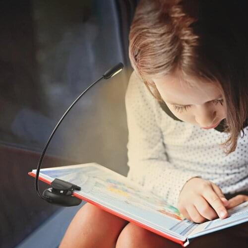 Book Light USB Rechargeable Flexible 1W 5 LED Clip Reading Night Light Brightness Table Lamp Desk Bedside Lantern