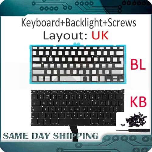 New for Apple Macbook Air 11" A1370 A1465 UK English Keyboard Replacement with Backlight Backlight 2011-2015 Year