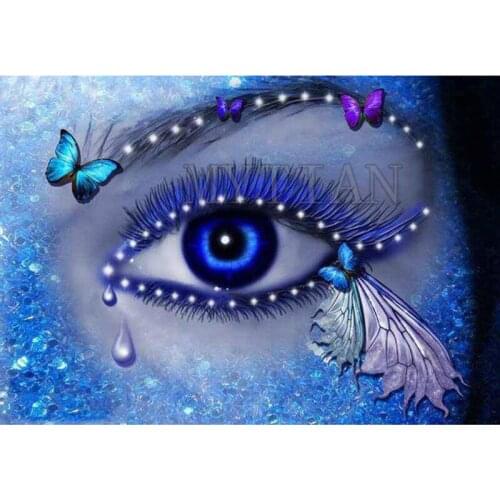 New 100% 5D Diy Daimond Painting Cross-stitch Butterflies Eye 3D Diamond Embroidery Full square/ Round Rhinestones wall sticker