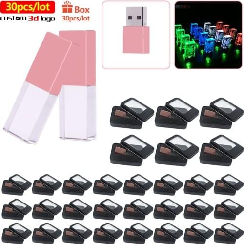 30pcs/lot Custom Logo new creative Crystal usb flash drive pen drive 128GB 64GB 32GB 16GB 8GB 4GB for wedding photography gift