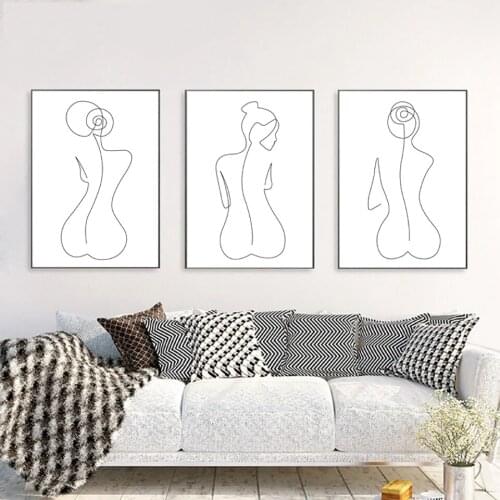 Print Minimalist One-Line Female Back Form Poster Naked Ass Woman Body Image Art Gallery Canvas Painting Home Wall Decoration