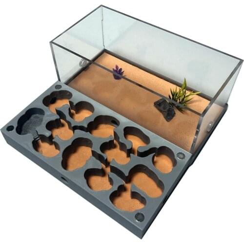 3D Printing Flat Ant Farm with Feeding Area Concrete Ant Nest with Drinker Highly Moisturizing Ant House Pet Anthill Workshop