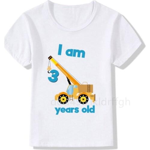 Excavator birthday shirt construction birthday boy T-shirt summer clothing toddler cool T-shirt cute childrens play clothes