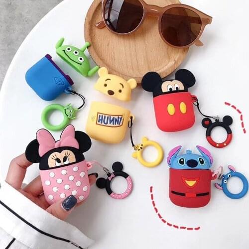 Cartoon Mickey Minne Silicone Cases For Airpods 1 2 Protective Bluetooth Wireless Earphone Charging Cover Fundas