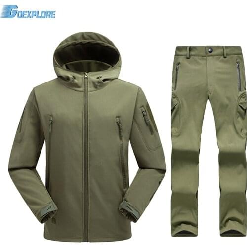 Tactical Softshell Men Army Sport Waterproof Hunting Clothes Set Military Jacket and Pants Camouflage Outdoor Jacket Suit
