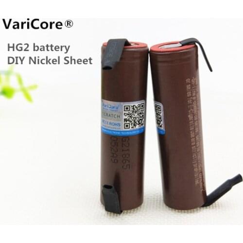 Varicore 1pcs .. New Hg2 18650 3000 mAh batteries 18650hg2 3.6 V discharge 20A, 30A. dedicated battery + DIY Nickel