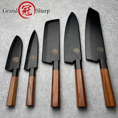 Japanese Kitchen Knives Chef Santoku Nakiri Petty Utility Knife 3 Layers AUS10 Steel Wooden Handle Hand Forged Cooking Tools
