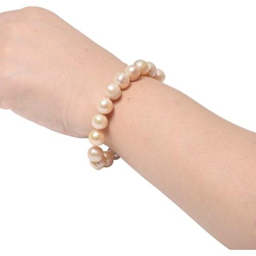 Brilliant Yellow Pearls beads with Full and Texture add Yellow gloss 9-10mm customized for Freshwater Natural pearls Bracelets