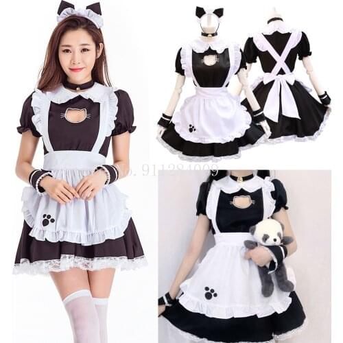 Women Maid Animation Show Restaurant CuteWork Crossdress Outfit Dress Set Girls Sexy Gothic Maid Outfit Anime Sweet