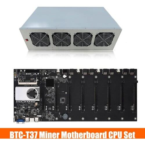 1 Set BTC-T37 Mining Motherboard 8 GPU DDR3 Memory Mining Chassis Low Power Consumption bitcoin Crypto Etherum Mining Frame Rig