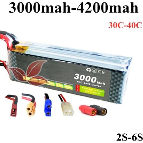 10PCS/lot 30C-40C 3000mAh-4200mah 7.4V 11.1V 14.8V 18.5V 22.2V rechargeable lithium battery model airplane battery