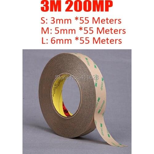 1x 3mm (or 5mm/6mm)*50M 3M Widely Using for LED Strip Bond 200MP Strong Double Adhesive Tape, High Temperature Resist Waterproof