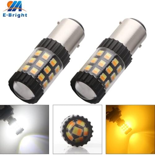 2PCS 1157 2057 2357 Car Switchback Bulbs White/Amber 3157 4057 4157 Daytime Running Lights Turn Signal 7443 7444 36 SMD 12V