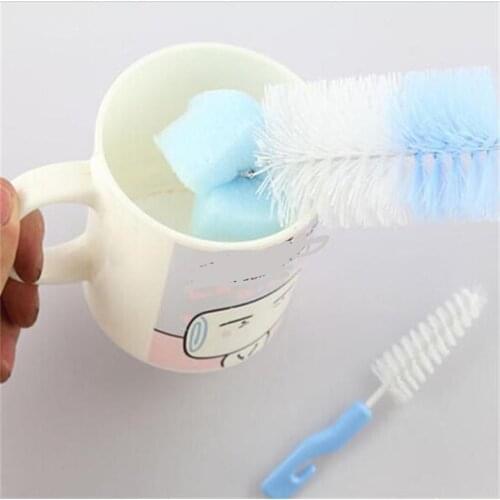 2pcs/set Baby Milk Feeding Bottle Brushes Cup bottle cleaner brush Brush Nipple Teat Sponge Cleaning Brush Set Nipple Cleaning
