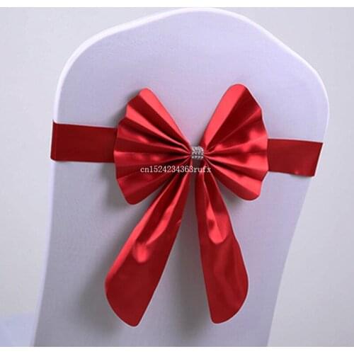 200pcs Polyester PU Chair Cover Bow Tie Buckle Hotel Banquet Elastic Chair Sash BandWedding Party Decorative