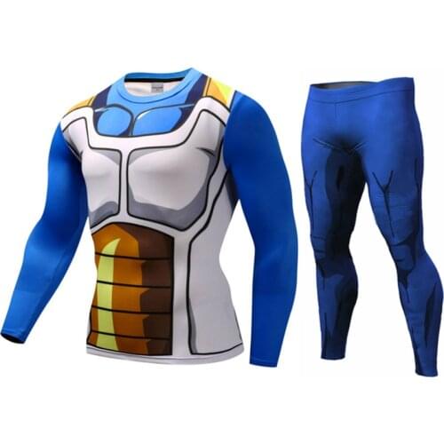2021 Long Sleeve Mens T-shirts Son Goku Saiyan Tshirt Tights Compression Slim Fitness Legging Vegeta Cosplay Tee Shirt