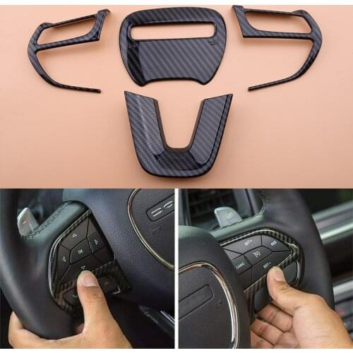 ABS 4pcs Car Steering Wheel Decoration Trim Cover Frame Bezels Fit For Dodge Challenger 2015 2016 2017 2018 2019