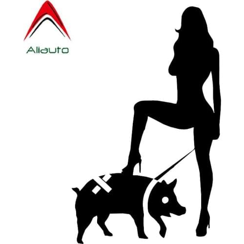 Aliauto Funny Car Sticker Sexy Women Pet Pig Automobiles Motorcycles Waterproof Vinyl Decal for Pajero VW Passat Opel,14cm*9cm