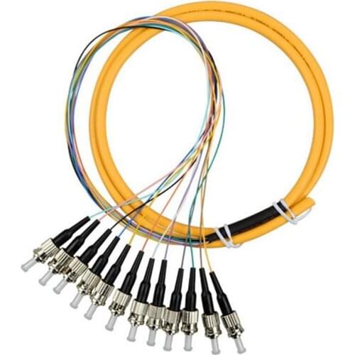 Free shipping ST/UPC 12cores fanout fiber optic Pigtail SM simplex 12 core Optical fiber pigtail