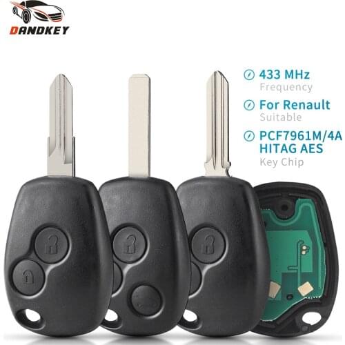 Dandkey 2/3 Buttopns For Renault Trafic Sandero Symbol Dacia Duster Logan 2012 - 2016 433MHz 4A PCF7961M Chip Remote Car Key Fob