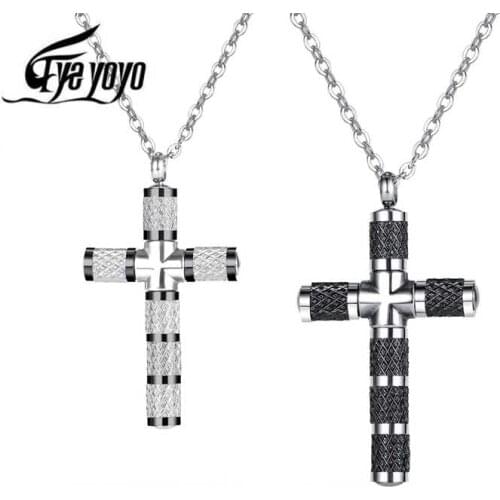 EyeYoYo Classic Retro Shiny Cubic Zirconia Cross For Men Women Fashion Cruz Choker Pendant Necklace Party Jewelry