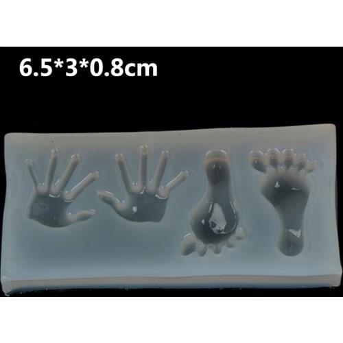 Jewelry Mold 4 Holes Hand Foot Shape Silicone Fondant Cake Mold Cupcake Resin Silicone Mould Handmade Tool DIY Epoxy Resin Molds