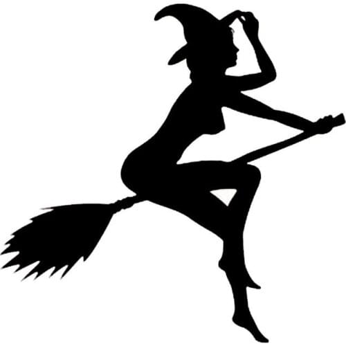 Fuzhen Boutique Decals Exterior Accessories FUNNY SEXY WITCH LADY GIR Sexy Witch Lady Car Stickers Decal KK Black/White